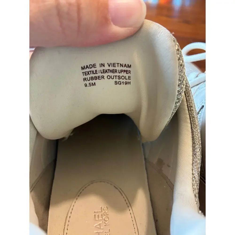 Michael Kors Olympia Trainer Sneakers In Pale Gold Platform Size 9.5